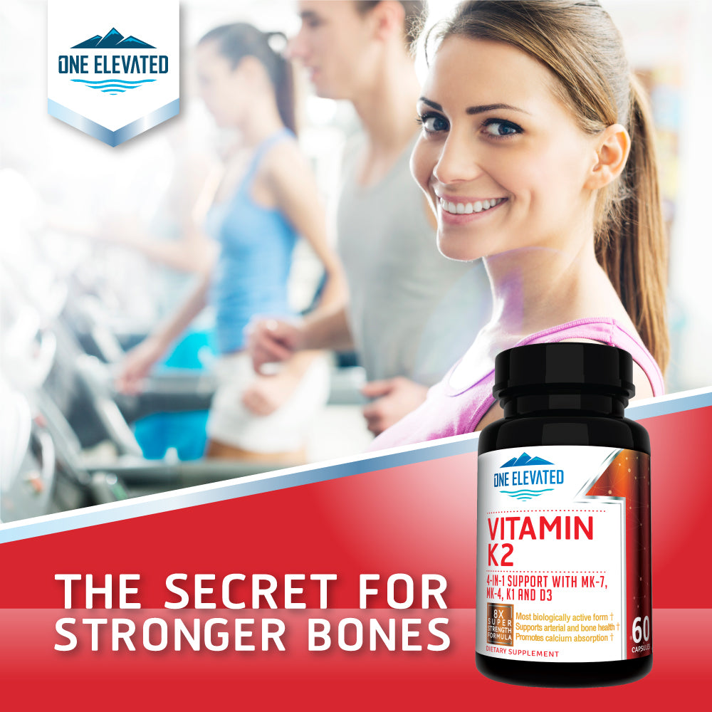 8X Strength Natural Vitamin K2 Formula. Provides 4-in-1 Support with MK-7, MK-4, K1 and D3 with Maximum Absorption for Stronger Bones and Cardiovascular Health 60 Capsules