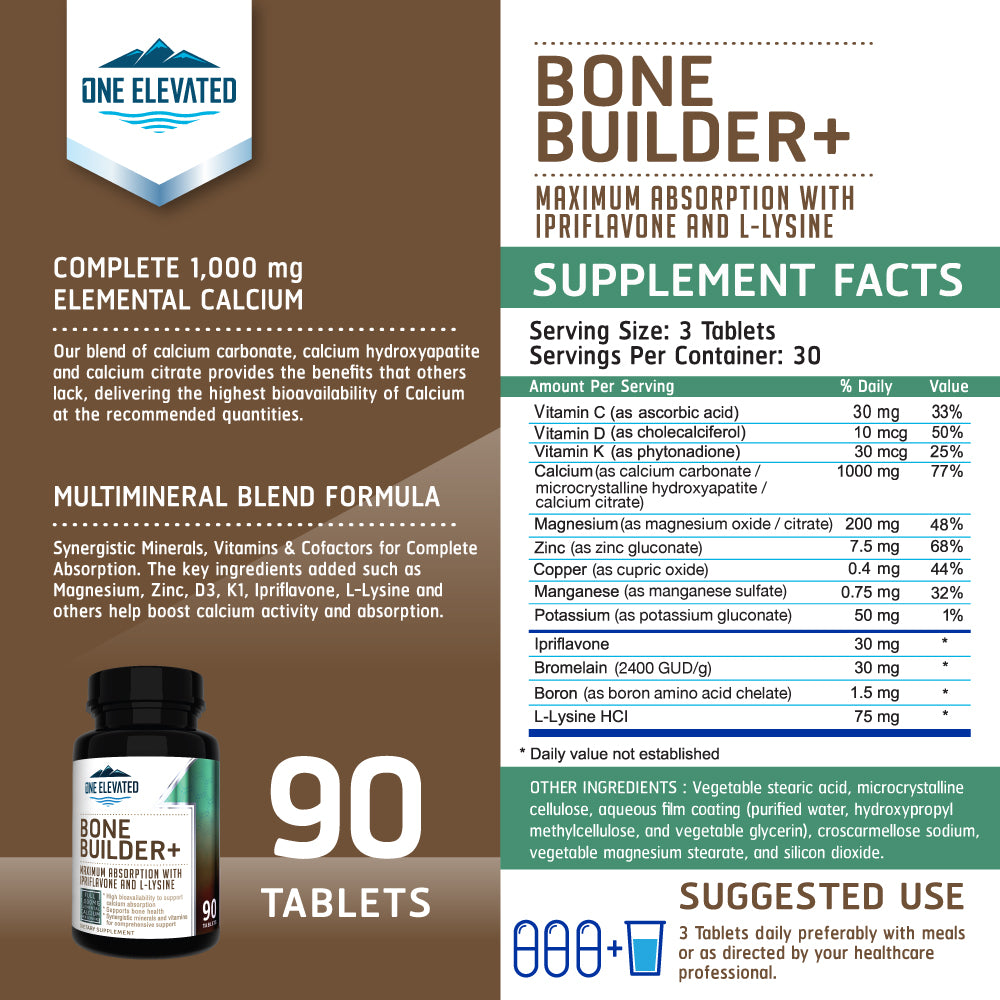 Comprehensive Bone Builder Calcium Supplement. Formulated with Highest Grade Calcium -Carbonate/ Hydroxyapatite/ Citrate, Magnesium, Zinc, D3. Works In Sync for Optimum Bone Health and Bone Strength.