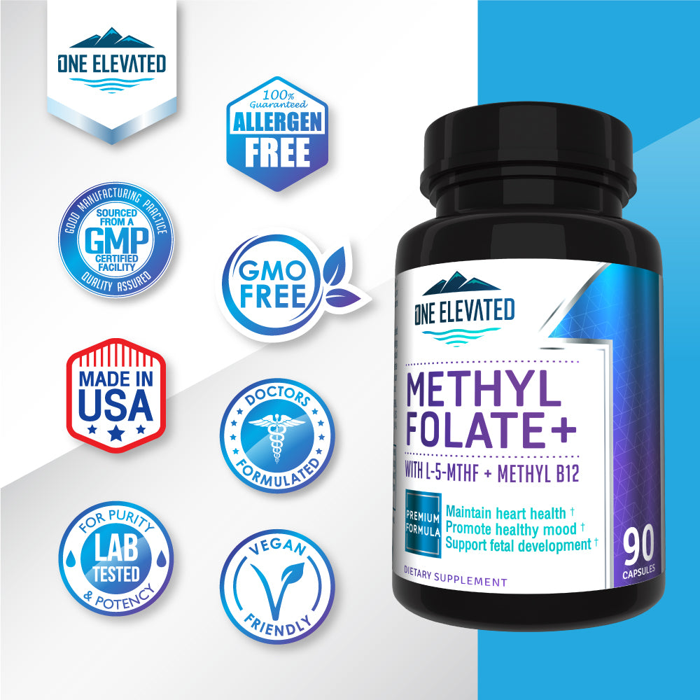 Double Strength & Most Bioactive Methyl Folate! Uniquely Formulated with Highest Pharmaceutical Grade Methylcobalamin (B12), Niacin, B1, B2 B6. Works Synergistically for Max Results-3 Month Supply