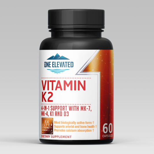 8X Strength Natural Vitamin K2 Formula. Provides 4-in-1 Support with MK-7, MK-4, K1 and D3 with Maximum Absorption for Stronger Bones and Cardiovascular Health 60 Capsules