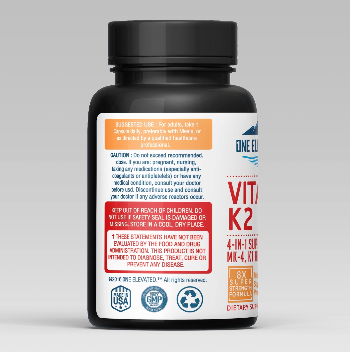 8X Strength Natural Vitamin K2 Formula. Provides 4-in-1 Support with MK-7, MK-4, K1 and D3 with Maximum Absorption for Stronger Bones and Cardiovascular Health 60 Capsules